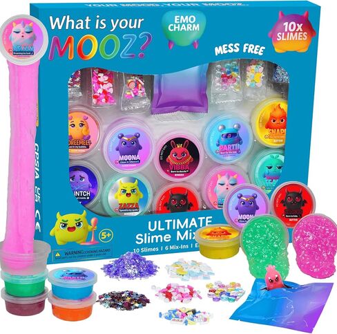 Ultimate Slime Kit–10 Pack Cloud Dough, Crunchy, Butter & Jelly Mini Slimes, Non-Sticky & Scented, Kawaii Mix-Ins & Blind-Bag Charm, Sensory Party Favors & ASMR Gifts for Girls & Boys Ages 5–12, MOOZ in Saudi Arabia