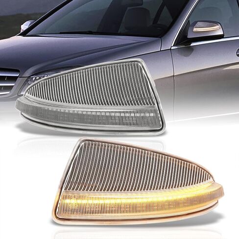 AJP Distributors Clear Sequential LED Side Mirror Lights Turn Signal Lamps Set Compatible/Replacement For C-Class W204 ML-Class W164 C250 C300 C350 C63 ML63 AMG 2008 2009 2010 2011 2012 2013 2014 2015 in Kuwait