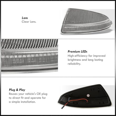 AJP Distributors Clear Sequential LED Side Mirror Lights Turn Signal Lamps Set Compatible/Replacement For C-Class W204 ML-Class W164 C250 C300 C350 C63 ML63 AMG 2008 2009 2010 2011 2012 2013 2014 2015 in Kuwait