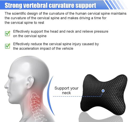 2PCS Car Headrest Pillow, Breathable Leather Car Neck Pillow, Soft Cloud Silk Cotton Neck Support Relief Cushion, Comfortable Automotive Seat Head Rest Pad for Driving Fatigue Relief (Beige) in Saudi Arabia