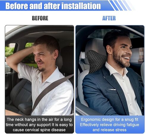 2PCS Car Headrest Pillow, Breathable Leather Car Neck Pillow, Soft Cloud Silk Cotton Neck Support Relief Cushion, Comfortable Automotive Seat Head Rest Pad for Driving Fatigue Relief (Beige) in Saudi Arabia
