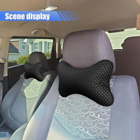 2PCS Car Headrest Pillow, Breathable Leather Car Neck Pillow, Soft Cloud Silk Cotton Neck Support Relief Cushion, Comfortable Automotive Seat Head Rest Pad for Driving Fatigue Relief (Beige) in Saudi Arabia