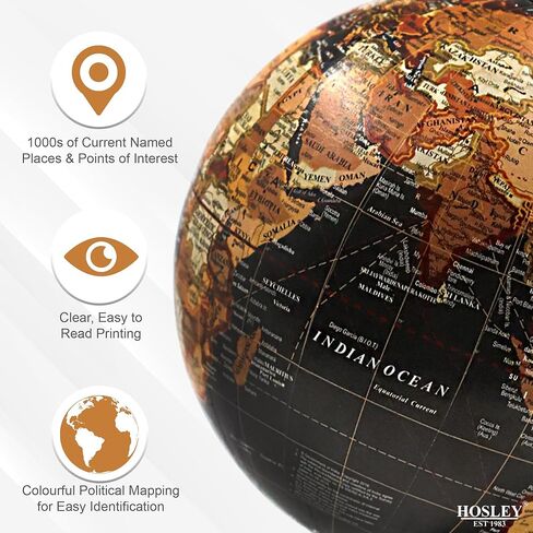 Hosley 10 بوصة High Globe على حامل خشبي. هدية رائعة لعيد الأب في منزلك وأعياد الميلاد والعطلات والمناسبات الخاصة. O9 in Saudi Arabia