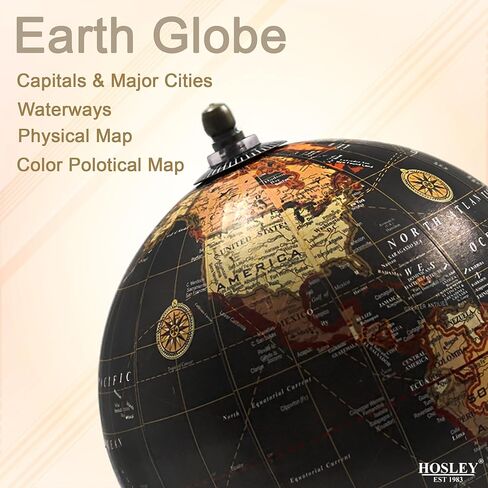 Hosley 10 بوصة High Globe على حامل خشبي. هدية رائعة لعيد الأب في منزلك وأعياد الميلاد والعطلات والمناسبات الخاصة. O9 in Saudi Arabia