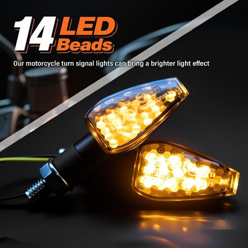 4PCS 12V LED إشارات بدوره دراجة نارية، 14LED بدوره إشارات دراجة نارية مع سطوع عالية متوافق مع سوزوكي كاواساكي ياماها هوندا، دراجات نارية صغيرة السهم LED يتحول إشارة in Saudi Arabia