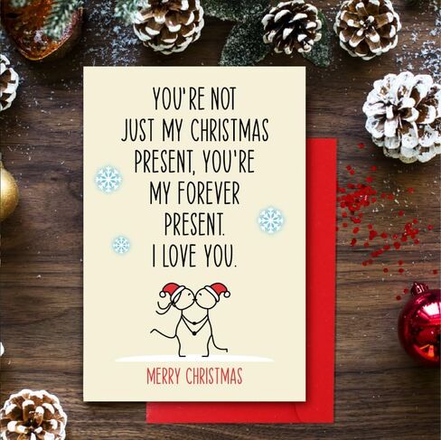 Cheerin Christmas Card with Envelope - Funny Romantic Xmas Card - Love Christmas Card for Boyfriend, Girlfriend, Husband, Wife in Saudi Arabia