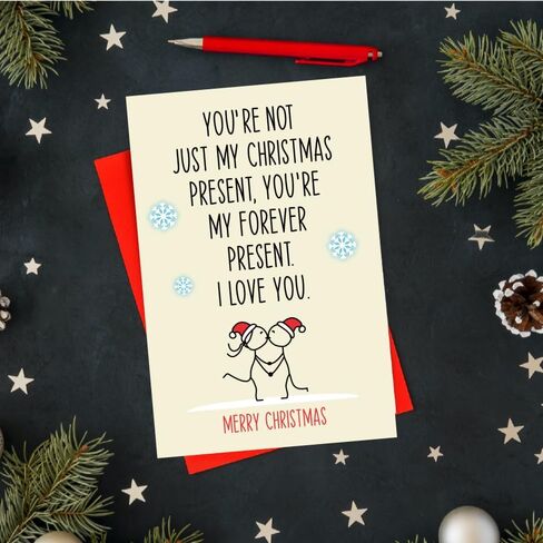 Cheerin Christmas Card with Envelope - Funny Romantic Xmas Card - Love Christmas Card for Boyfriend, Girlfriend, Husband, Wife in Saudi Arabia