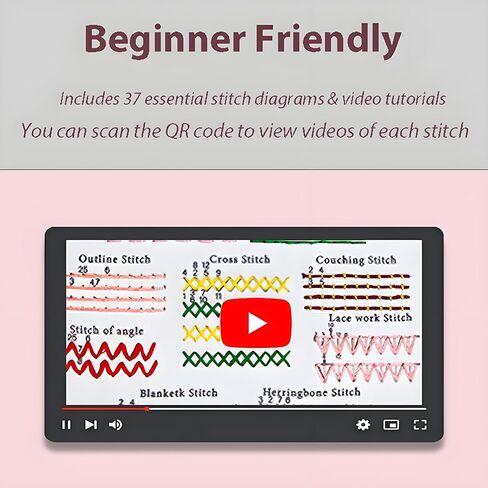 hitwty Embroidery kit for Beginners Adults, Hand Needle Point Practice Kit, Easy 37 Stitches Decorative Patterns with Flowers and Leaves, Weave and Cross Stitch Sampler, Simple DIY Craft for Women in Saudi Arabia
