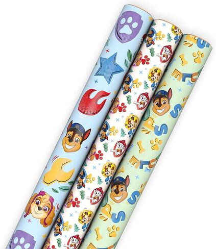 Hallmark Paw Patrol Wrapping Paper Rolls (3 Rolls: 60 Sq. Ft. Total) for Kids, Grandchildren, Birthdays, Christmas, Valentine's Day in Saudi Arabia