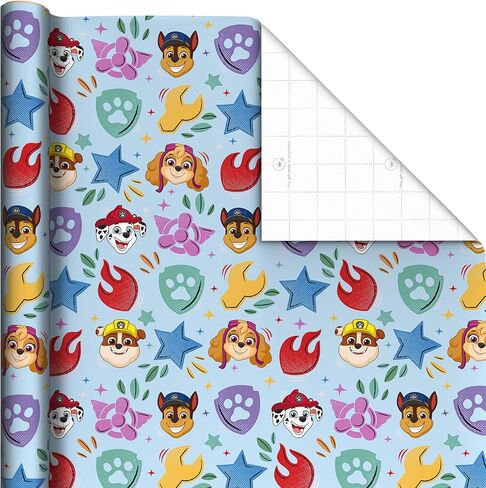 Hallmark Paw Patrol Wrapping Paper Rolls (3 Rolls: 60 Sq. Ft. Total) for Kids, Grandchildren, Birthdays, Christmas, Valentine's Day in Saudi Arabia