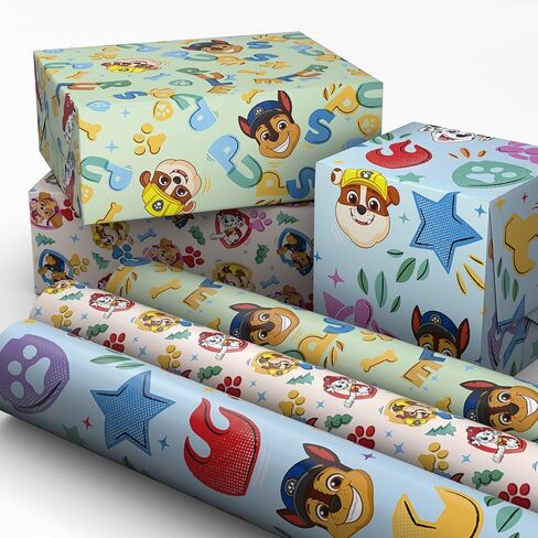 Hallmark Paw Patrol Wrapping Paper Rolls (3 Rolls: 60 Sq. Ft. Total) for Kids, Grandchildren, Birthdays, Christmas, Valentine's Day in Saudi Arabia