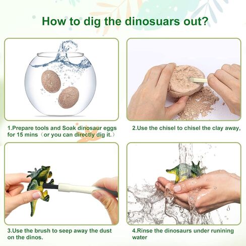 BIGEAR Easter Dinosaur Eggs Excavation Dig Kit - Dinosaur Toys for Kids - Break Open 12 Dinosaur Eggs and Discover 12 Cute Dinosaurs - Archaeology Preschool Science STEM Crafts Birthday Gifts for Boys in Saudi Arabia