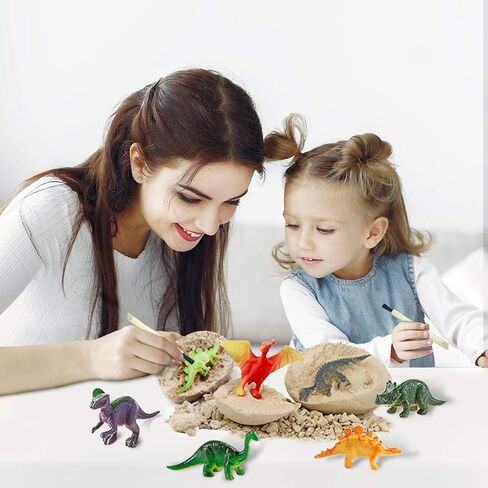 BIGEAR Easter Dinosaur Eggs Excavation Dig Kit - Dinosaur Toys for Kids - Break Open 12 Dinosaur Eggs and Discover 12 Cute Dinosaurs - Archaeology Preschool Science STEM Crafts Birthday Gifts for Boys in Saudi Arabia