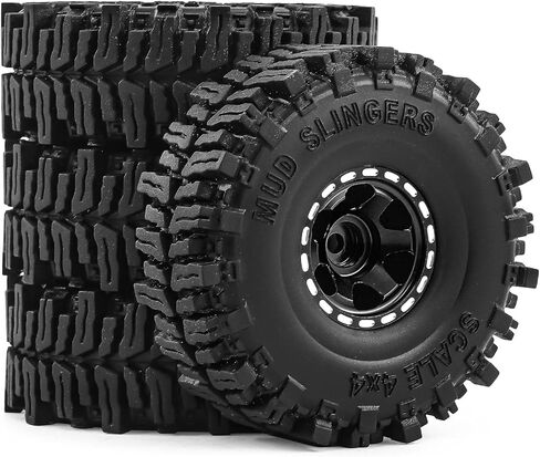 عجلات وإطارات Beadlock RC مقاس 1.0 بوصة لـ 1/18 TRX4M، و1/24 Axai1 SCX24 RC Crawler، وإطارات Beadlock 1.0 مع عجلات ألمنيوم 1.0 RC Beadlock، 4 قطع (أسود) in Kuwait