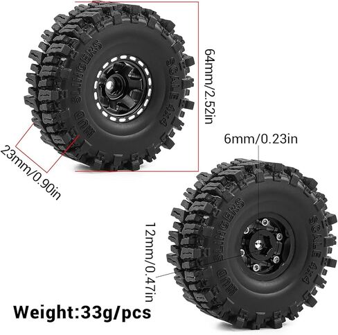 عجلات وإطارات Beadlock RC مقاس 1.0 بوصة لـ 1/18 TRX4M، و1/24 Axai1 SCX24 RC Crawler، وإطارات Beadlock 1.0 مع عجلات ألمنيوم 1.0 RC Beadlock، 4 قطع (أسود) in Kuwait