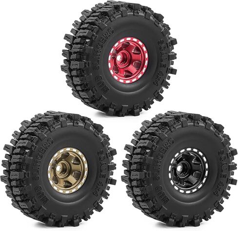 عجلات وإطارات Beadlock RC مقاس 1.0 بوصة لـ 1/18 TRX4M، و1/24 Axai1 SCX24 RC Crawler، وإطارات Beadlock 1.0 مع عجلات ألمنيوم 1.0 RC Beadlock، 4 قطع (أسود) in Kuwait