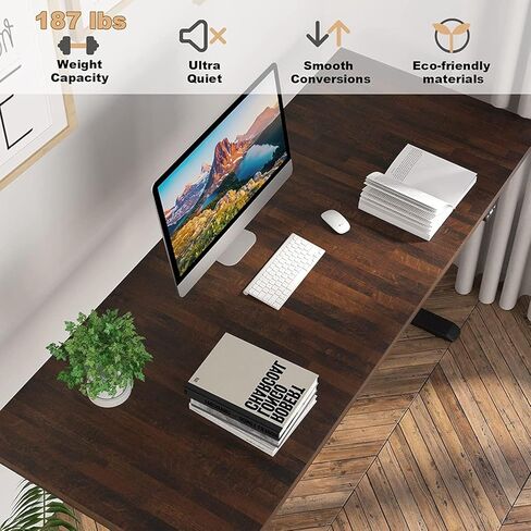 Value Lift It Electric Standing Desk - 60"x24" Height Adjustable 28"-46", Touch Control, Charcoal Strand Top, Black Frame in Saudi Arabia