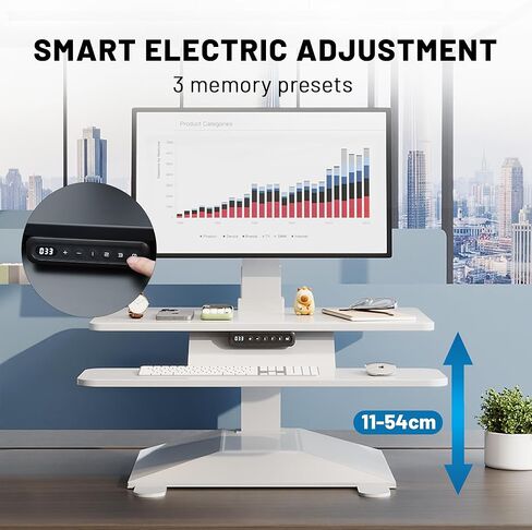 Electric Standing Desk Converter 28" Wide, Height Adjustable Desk Riser, Computer Workstation, Sit-Stand Convertor for Home, Office, School (Black, 1 Arm Included) in Saudi Arabia