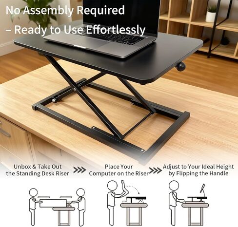 23.6 Inch Standing Desk Converter Adjustable Height, Black Computer Desk, Sit Stand Tabletop Monitor and Laptop Riser Platform Workstation, Computer Keyboard Stand for Desktop in Saudi Arabia