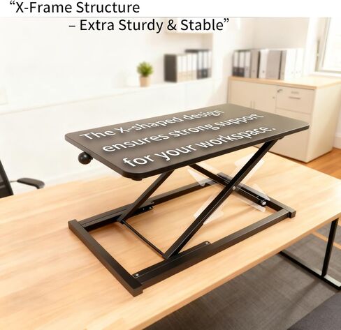 23.6 Inch Standing Desk Converter Adjustable Height, Black Computer Desk, Sit Stand Tabletop Monitor and Laptop Riser Platform Workstation, Computer Keyboard Stand for Desktop in Saudi Arabia