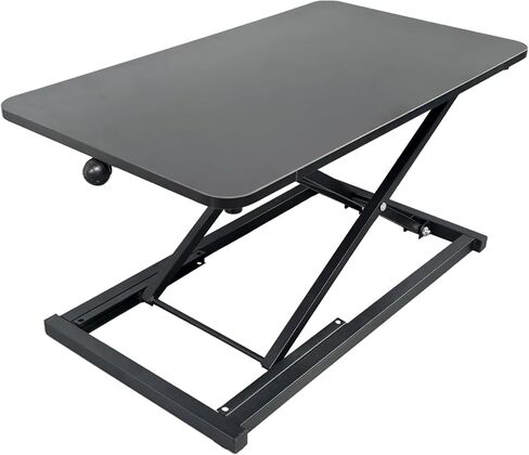 23.6 Inch Standing Desk Converter Adjustable Height, Black Computer Desk, Sit Stand Tabletop Monitor and Laptop Riser Platform Workstation, Computer Keyboard Stand for Desktop in Saudi Arabia