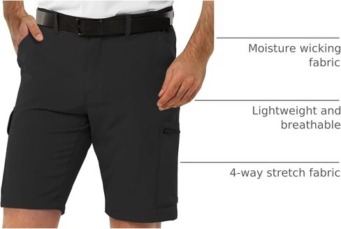 33,000ft Men's Golf Shorts 10" Inseam with Zipper Pocket Lightweight Quick Dry Stretch Hiking Cargo Shorts for Travel Fishing in Saudi Arabia
