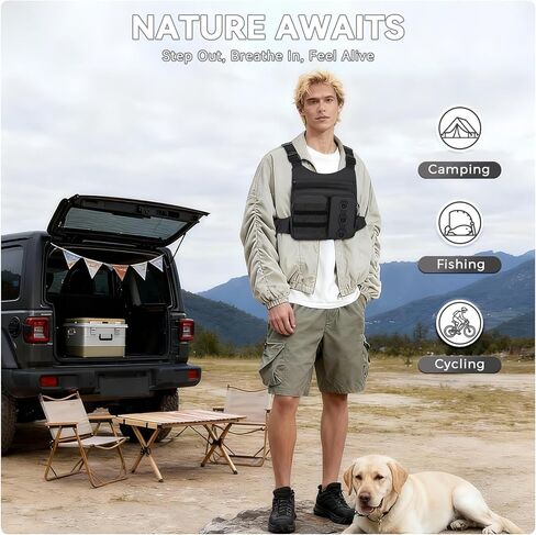 Outdoor Chest Bag for Men, Lightweight Running Vest with Water Bottle Pocket, EDC Chest Pack for Hiking,Cycling in Kuwait