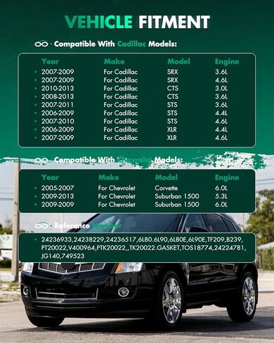 طقم فلتر ناقل الحركة الأوتوماتيكي SCITOO مناسب لكاديلاك CTS SRX STS لسيارة شيفروليه كورفيت سوبربان 1500 لسيارة جي إم سي كانيون 2005-2013 2015-2017 طقم فلتر وحشية ناقل الحركة TF209،TOS18774 in Kuwait