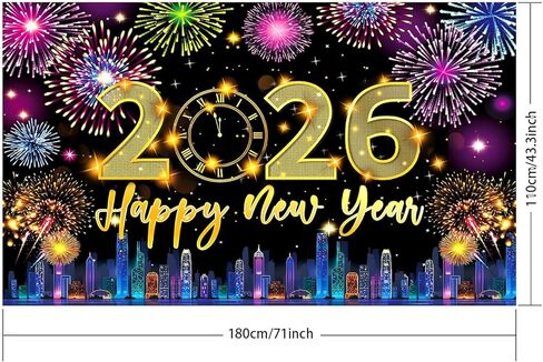 New Years Decorations 2024, Happy New Year Banner Backdrop, New Years Eve Party Supplies, NYE Decorations 2024, Happy New Year Eve Decorations for Door Banner Background Neon Party Supplies Decoration in Kuwait