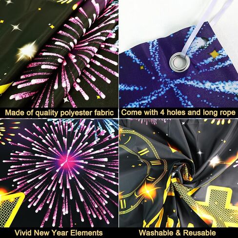 New Years Decorations 2024, Happy New Year Banner Backdrop, New Years Eve Party Supplies, NYE Decorations 2024, Happy New Year Eve Decorations for Door Banner Background Neon Party Supplies Decoration in Kuwait