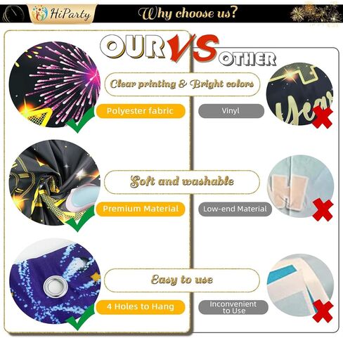 New Years Decorations 2024, Happy New Year Banner Backdrop, New Years Eve Party Supplies, NYE Decorations 2024, Happy New Year Eve Decorations for Door Banner Background Neon Party Supplies Decoration in Kuwait