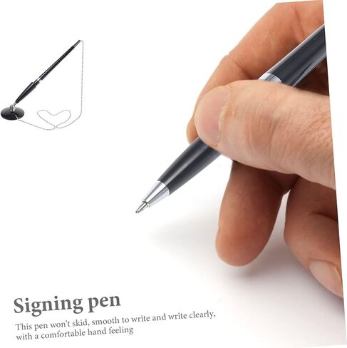 2pcs Delicate Business Pens with Chain Vertical Table Fixed Signature Pens for Office Bank Hotel Smooth Ink Writing Comfortable Grip Plastic Desktop in Saudi Arabia