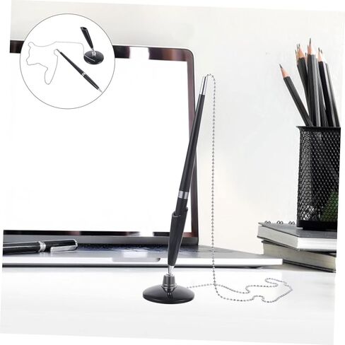 2pcs Delicate Business Pens with Chain Vertical Table Fixed Signature Pens for Office Bank Hotel Smooth Ink Writing Comfortable Grip Plastic Desktop in Saudi Arabia