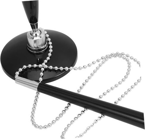 Veemoon Vertical Table Pen with Adhesive Base and Stainless Steel Chain Desktop Signature Pen for Office and Hotel Use Smooth Writing Black Ballpoint with Stable Fixed Stand in Saudi Arabia