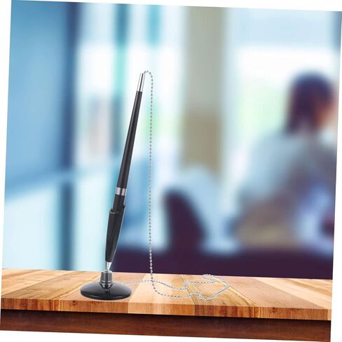 2pcs Desk Pens with Chain for Business Counters Ergonomic Smooth Writing Ballpoint Pens for Hotel Bank Office Use Black Plastic Design in Saudi Arabia