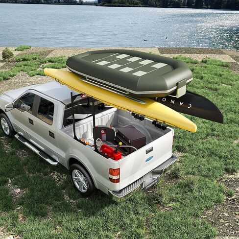 Heavy-Duty Universal Truck Bed Ladder Rack, 900LB Capacity, No-Drill Installation, Adjustable 46-71 inch Steel Cargo Rack for Kayaks, Lumber, Surfboards in Saudi Arabia