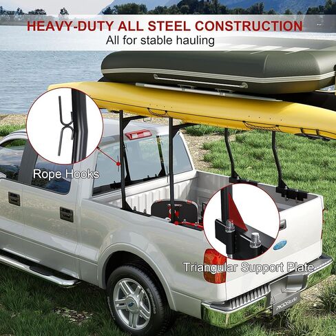 Heavy-Duty Universal Truck Bed Ladder Rack, 900LB Capacity, No-Drill Installation, Adjustable 46-71 inch Steel Cargo Rack for Kayaks, Lumber, Surfboards in Saudi Arabia