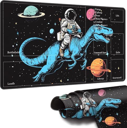 بساط لعب للوافد الجديد مع مناطق، 24 بوصة × 14 بوصة، Magic The Gathering Beginner for MTG Player Learning Accessories Card Mat سطح أملس مضاد للانزلاق من المطاط بقاعدة لعب لـ TCG، أحمر أسود in Kuwait
