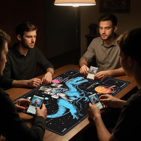 بساط لعب للوافد الجديد مع مناطق، 24 بوصة × 14 بوصة، Magic The Gathering Beginner for MTG Player Learning Accessories Card Mat سطح أملس مضاد للانزلاق من المطاط بقاعدة لعب لـ TCG، أحمر أسود in Kuwait