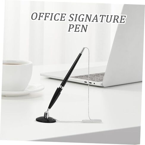 Veemoon Delicate Business Signature Pen with Chain for Desktop Use Stable and Adhesive Fixed Writing Pen Ergonomic Design for Bank Office Hotel Signing and Note Taking in Saudi Arabia
