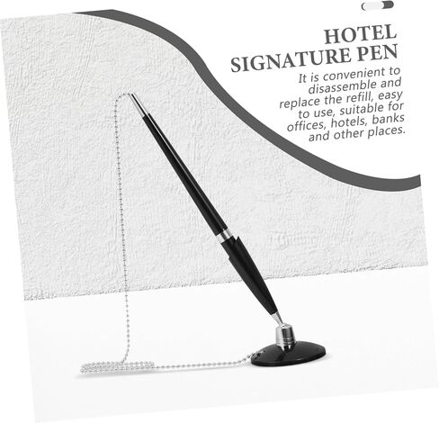 Vertical Desktop Signature Pen with Adhesive Base and Chain Smooth Writing Ballpoint for Hotel Bank and Reception Counters Creative Design for Easy Access and Secure Use in Saudi Arabia