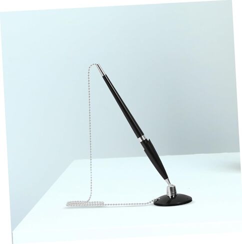 Vertical Desktop Signature Pen with Adhesive Base and Chain Smooth Writing Ballpoint for Hotel Bank and Reception Counters Creative Design for Easy Access and Secure Use in Saudi Arabia