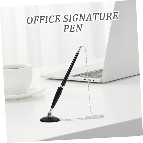 Vertical Desktop Signature Pen with Adhesive Base and Chain Smooth Writing Ballpoint for Hotel Bank and Reception Counters Creative Design for Easy Access and Secure Use in Saudi Arabia