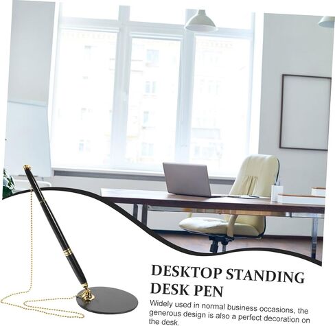 NUOBESTY Multi Function Writing Pen with Chain and Adhesive Holder Ergonomic Signature Pen for Office and Bank Use Abs and Stainless Steel Construction Quick Drying Ink Vertical Standing in Saudi Arabia