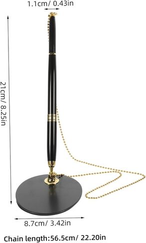 Security Pen with Adhesive Chain and Abs Base Smooth Writing Business Signature Countertop Pen for Bank Table Use Stylish Black with Gold Accents Comfortable Grip and Stainless in Saudi Arabia