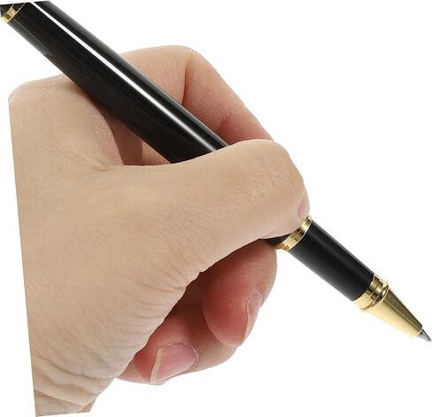 Security Pen with Adhesive Chain and Abs Base Smooth Writing Business Signature Countertop Pen for Bank Table Use Stylish Black with Gold Accents Comfortable Grip and Stainless in Saudi Arabia