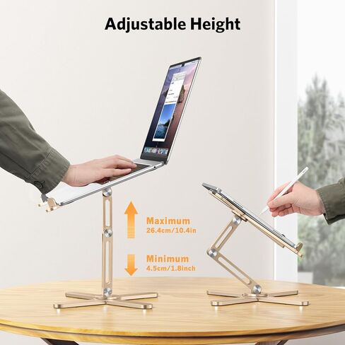 OMOTON 360 Rotating Laptop Stand Riser for Desk, Ergonomic Foldable Computer Stand Adjustable Height Angles for Collaborative Work, Easy Storage Fit Macbooks,All Laptops up to 16 inches, Silver in Kuwait
