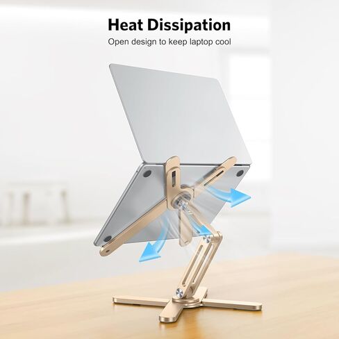 OMOTON 360 Rotating Laptop Stand Riser for Desk, Ergonomic Foldable Computer Stand Adjustable Height Angles for Collaborative Work, Easy Storage Fit Macbooks,All Laptops up to 16 inches, Silver in Kuwait