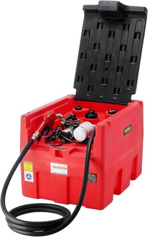 VEVOR Portable Diesel & Gasoline Tank, 48 Gallon, 10.6GPM Flow Rate, Diesel Fuel Tank with 12V Electric Transfer Pump, 13.1ft Hose, Auto Fueling Nozzle, Transfer Tank for Easy Fuel Transportation, Red in Saudi Arabia