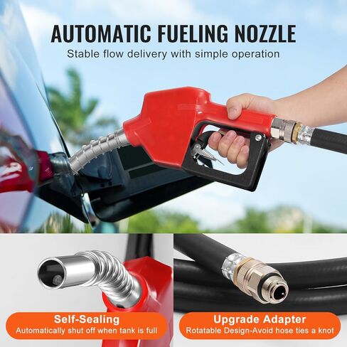 VEVOR Portable Diesel & Gasoline Tank, 48 Gallon, 10.6GPM Flow Rate, Diesel Fuel Tank with 12V Electric Transfer Pump, 13.1ft Hose, Auto Fueling Nozzle, Transfer Tank for Easy Fuel Transportation, Red in Saudi Arabia